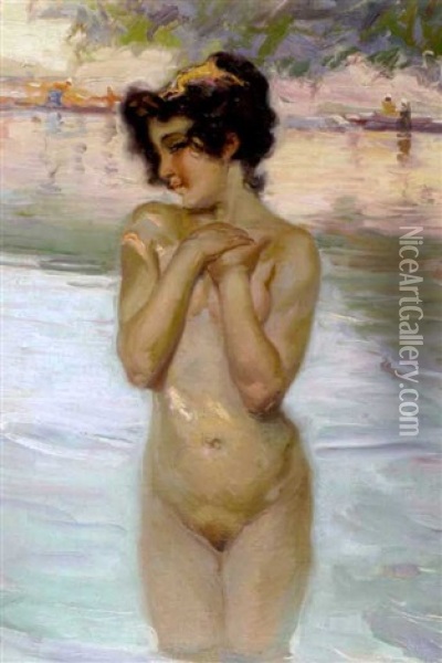 A Nymph In The Water Oil Painting - Paul Emile Chabas