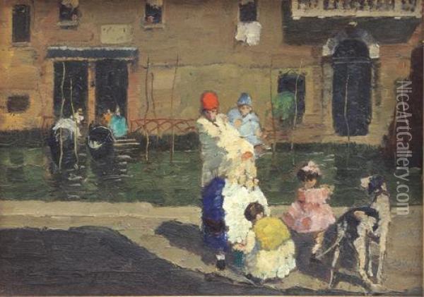 Lungo Il Canale A Venezia Oil Painting - Erma Zago