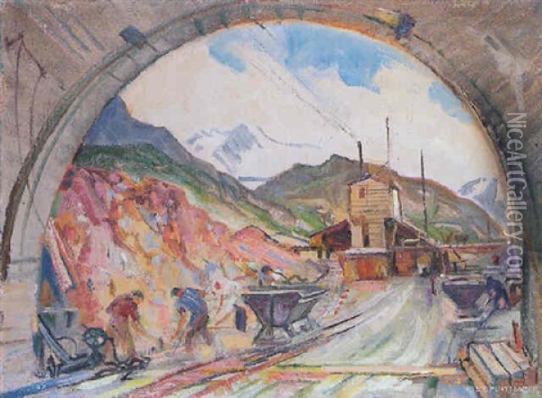 Tunnel Au Sommet De La Route Du Susten Oil Painting - Charles L'Eplattenier