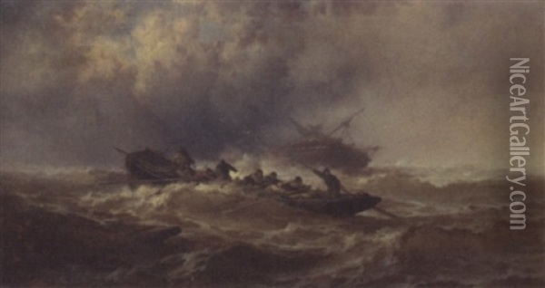 Surviving Nature's Fury At Sea Oil Painting - Franklin Dullin Briscoe