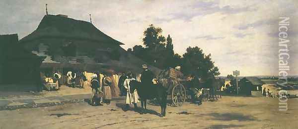 In front of the Cracovian inn Oil Painting - Wladyslaw Szerner