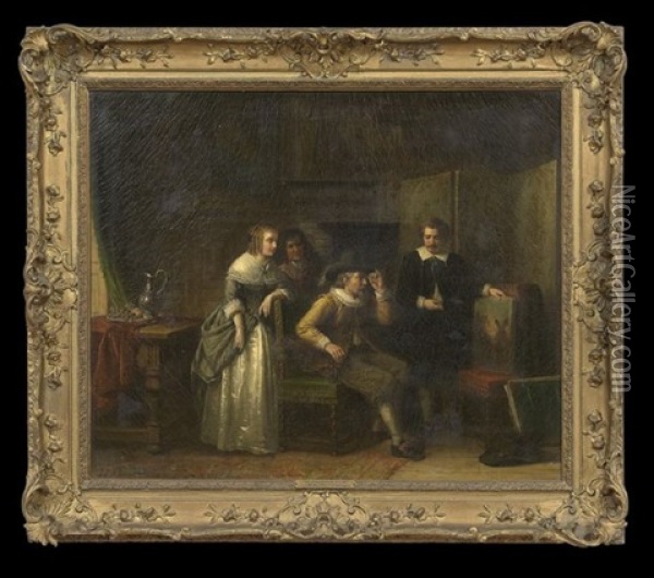 The Prospective Buyer Oil Painting - J.J.M. Damschroeder