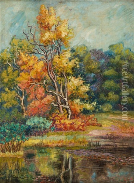 By The Lake Oil Painting - Jean Peske