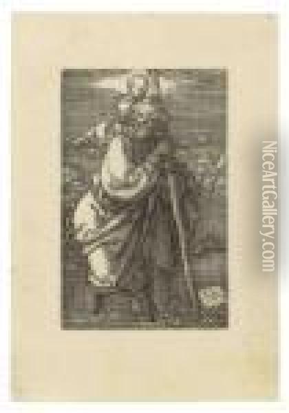 Saint Christopher Facing Left (b. 51; M., Holl. 53; S.m.s. 93) Oil Painting - Albrecht Durer