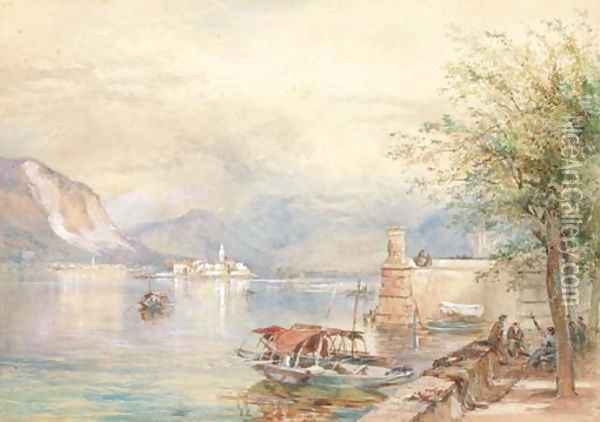 Island of Pescatori, Maggiore Oil Painting - Paul Jacob Naftel