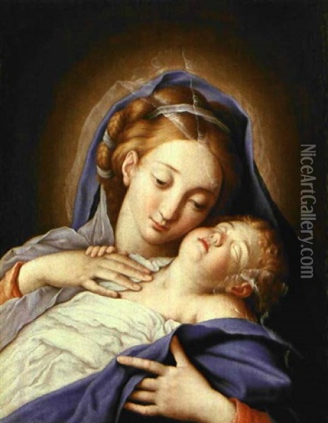 Madonna Con Il Bambino Oil Painting - Giovanni Battista Salvi (Il Sassoferrato)