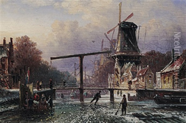 De Overtoom In Amsterdam Oil Painting - Elias Pieter van Bommel