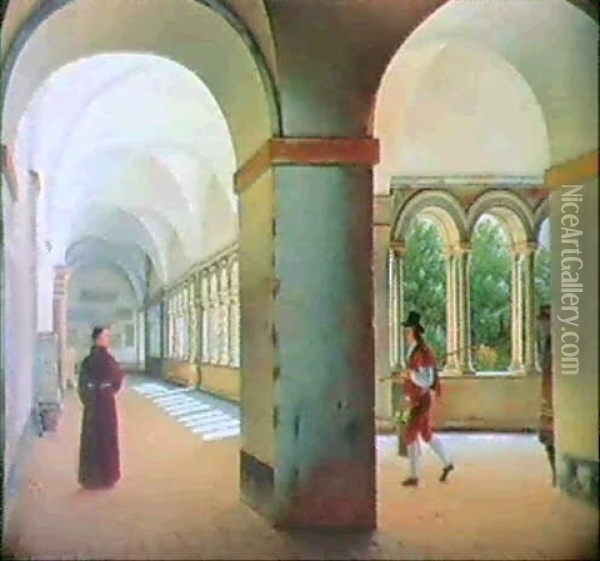 Fra Klostergarden Ved San Paulo Fuore Delle Mure, Rom Oil Painting - Christoffer Wilhelm Eckersberg