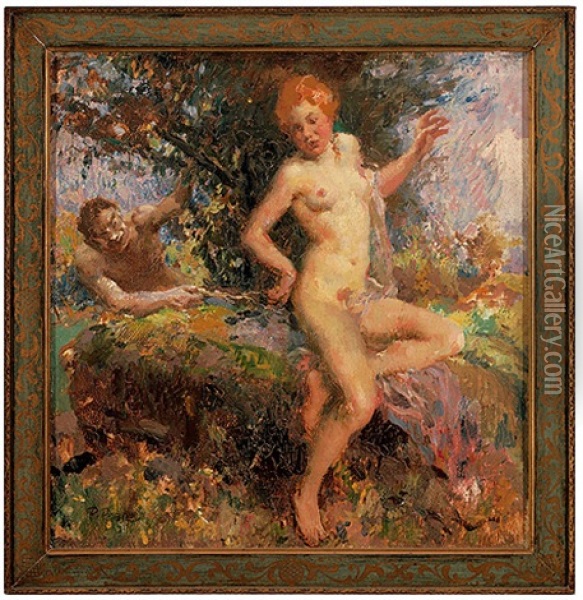 Reizvoller Frauenakt Mit Satyr Oil Painting - Paul Paede