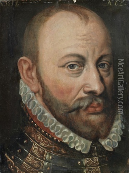 Portrait Of A Nobleman, In Armour Oil Painting - Adriaen Thomasz Key