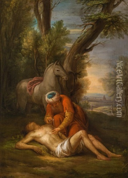 Der Gute Samariter Oil Painting - Josef Schopf