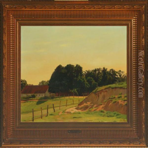 Summer Landscape By A Farm Oil Painting - Soren Munkedal