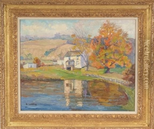 Near West Chester, Pa, Autumn Landscape Oil Painting - Katherine Adams Lovell