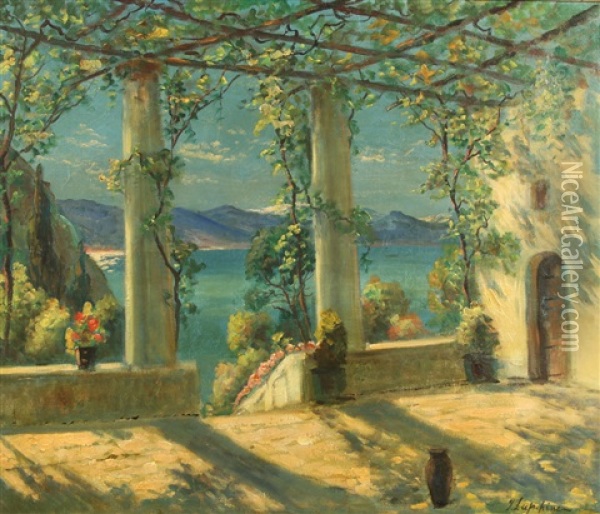 Amalfi Coast Oil Painting - Georgi Alexandrovich Lapchine