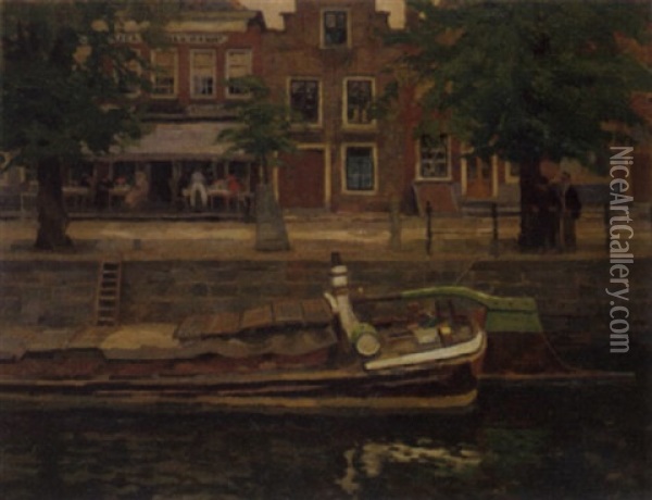 Quai A L'ecluse (holland) Oil Painting - Victor Olivier Gilsoul