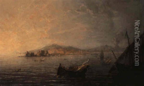 Bay Of Naples Oil Painting - George Loring Brown