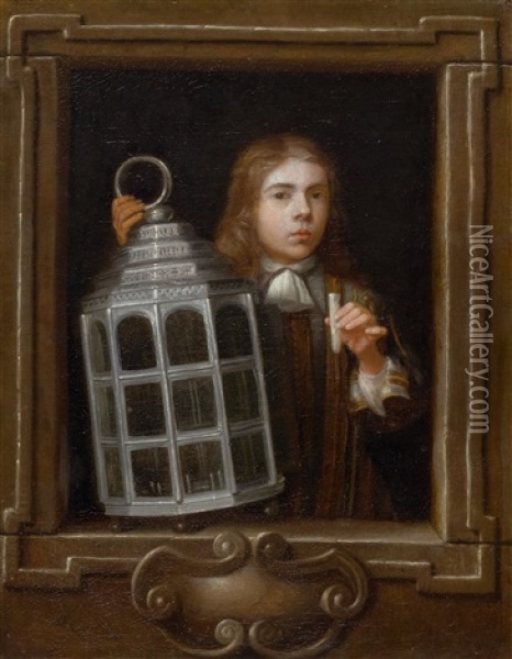 Youth With Extinguished Lantern Oil Painting - Samuel Van Hoogstraten
