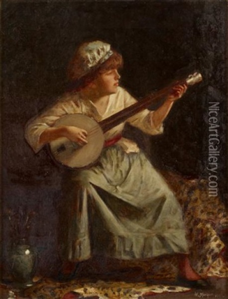 A Young Musician Oil Painting - William Morgan