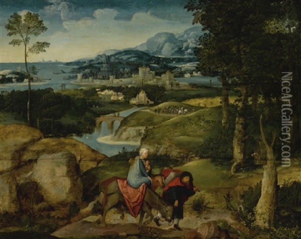 The Flight Into Egypt Oil Painting - Adriaen Isenbrant