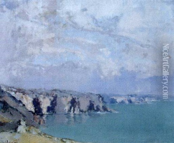 Falaises A Morgat Oil Painting - Louis Marie Desire-Lucas