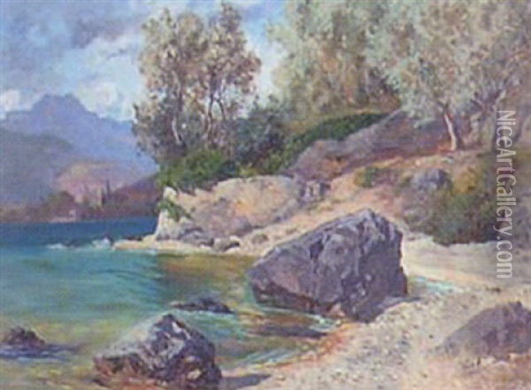 Lake View Oil Painting - Anton Hlavacek