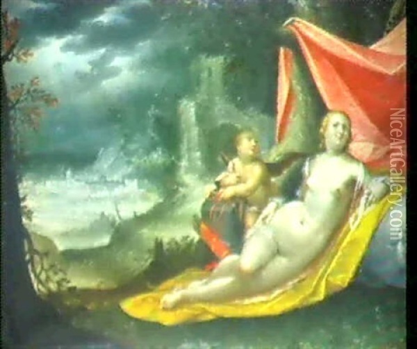 Venus Und Amor Oil Painting - Dirk de Quade van Ravesteyn