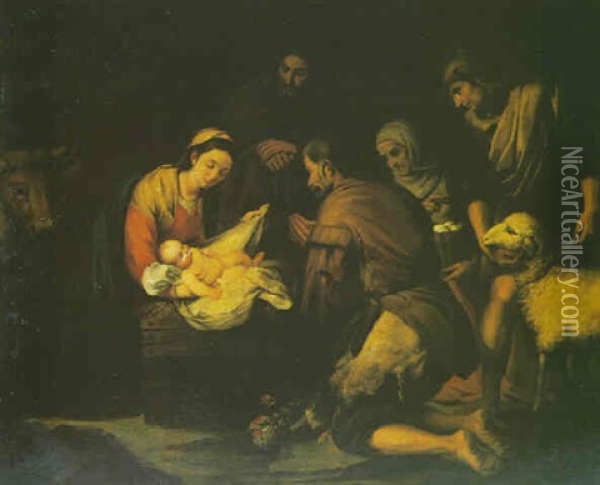 La Adoracion De Los Pastores Oil Painting - Bartolome Esteban Murillo