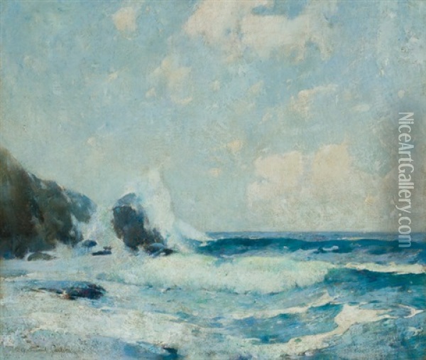Full Tide Coast Of Maine Oil Painting - Emil Carlsen