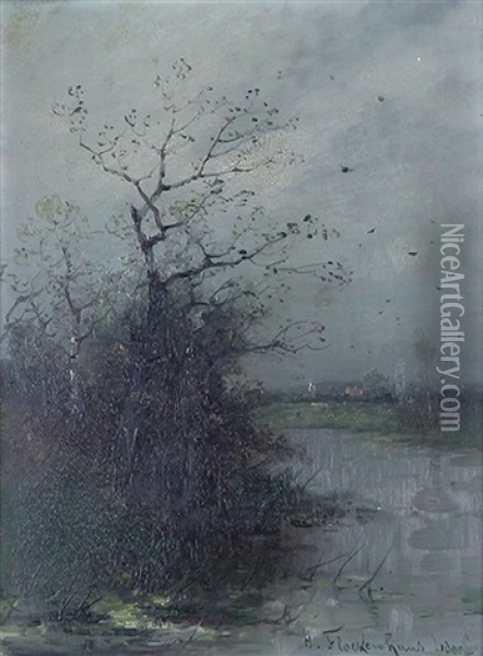 Bord D'etang Oil Painting - Heinz Flockenhaus