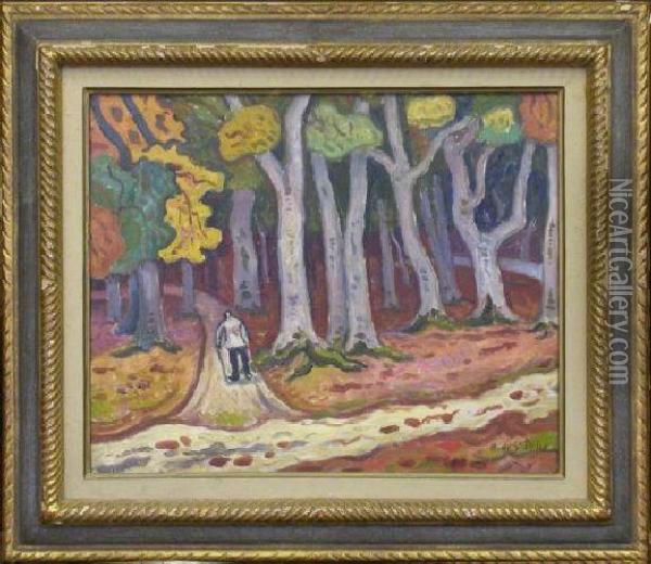 Into The Woods Oil Painting - Henri Lienard De Saint-Delis