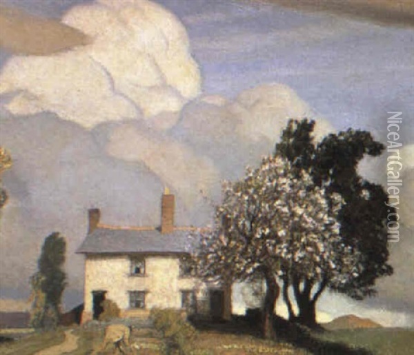 The Little Cottage Oil Painting - Sir George Clausen