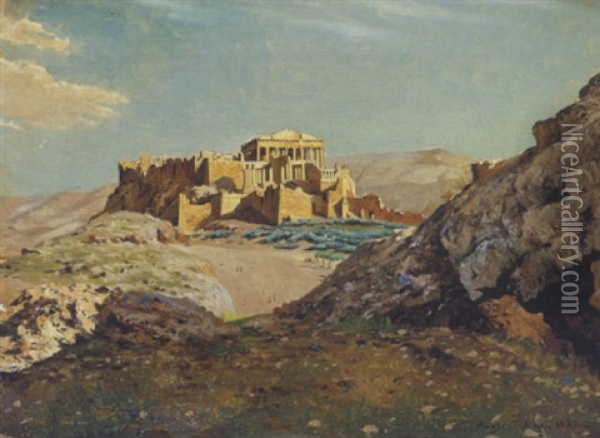 Akropolis Oil Painting - Josef Theodor Hansen