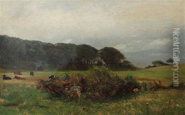 Landschaft Mit Kuhen Auf Der Weide Oil Painting - Christian (Johann Christian) Kroener