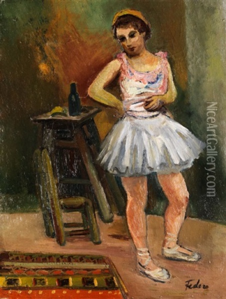 Ballerina Im Atelier Oil Painting - Adolphe Aizik Feder