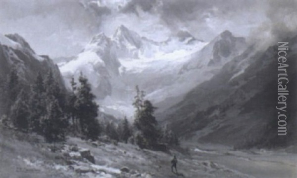 Wild-gerlosthal Und Reichenspitze Oil Painting - Edward Theodore Compton
