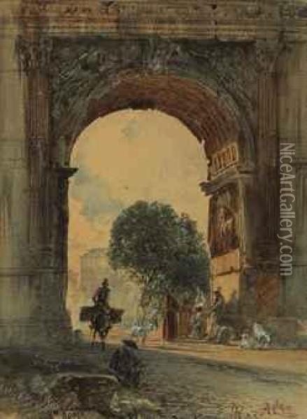 The Arch Of Titus, Rome Oil Painting - Rudolf Ritter von Alt