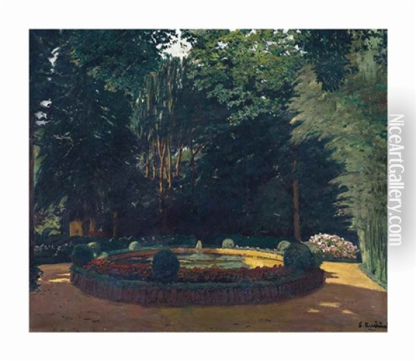 Brollador Del Parc Bades, Arbucies Oil Painting - Santiago Rusinol