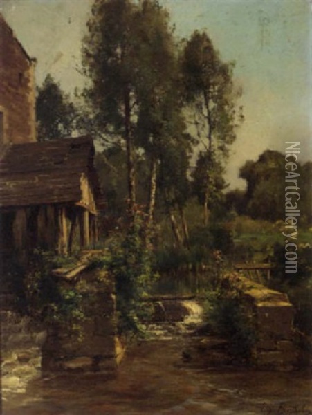 The Water Mill Oil Painting - Eugene Berthelon