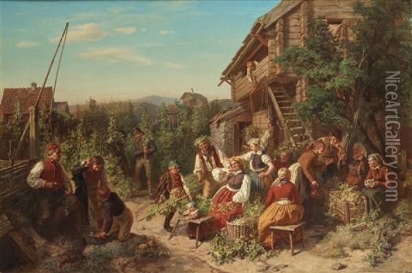 Humleskord I Askarboda, Osteraker Oil Painting - Josef Wilhelm Wallander