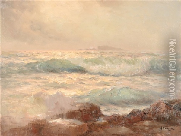 A Stormy Sea At Twilight Oil Painting - Alexei Vasilievitch Hanzen