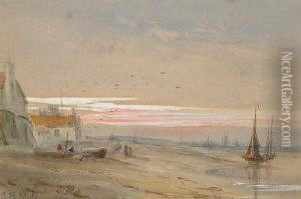 Newhaven Near Birmingham, Evening On The Beach Oil Painting - John Henry Mole