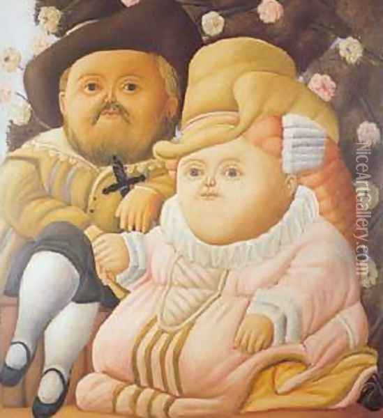 Rubens and his Wife 1965 Oil Painting - Fernando Botero