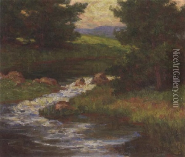 A Landscape With A Stream Oil Painting - Alice Brown Chittenden