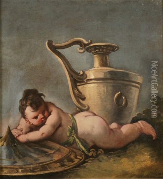 Putto Mit Vase Oil Painting - Gaspare Diziani