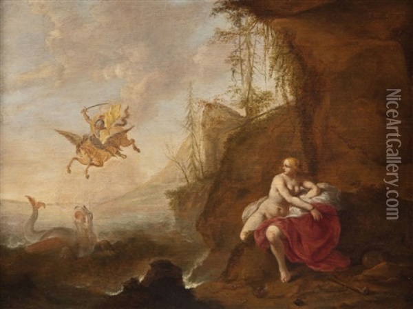 Perseus Und Andromeda Oil Painting - Cornelis Van Poelenburgh