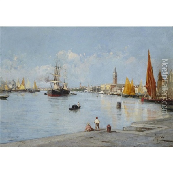 Panorama Venice (grand Canal) Oil Painting - Paolo Sala