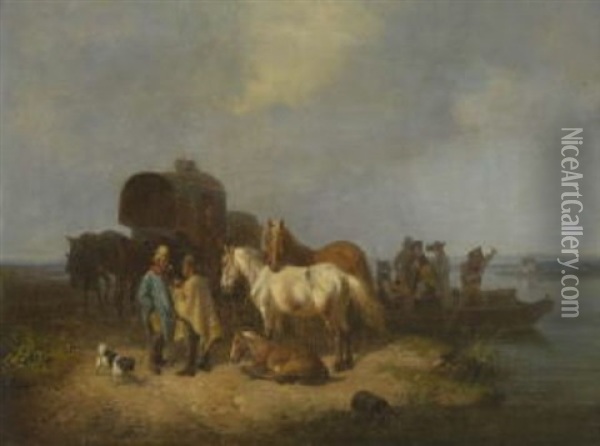 Warten Auf Die Uberfahrt Oil Painting - August Franz Schelver