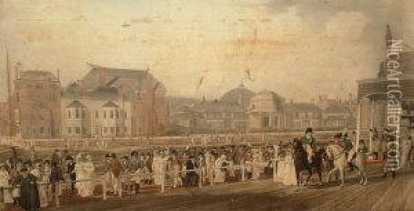 1802- George Iv Attending The Brighton Races Oil Painting - James Malton