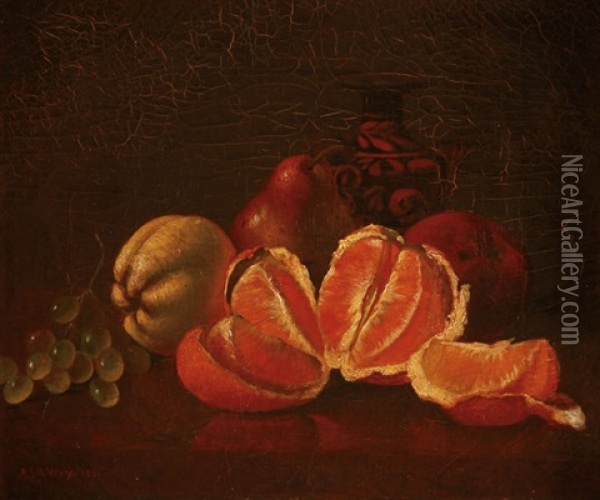 Still Life With Oranges, Fruit And Vase Oil Painting - Andrew John Henry Way