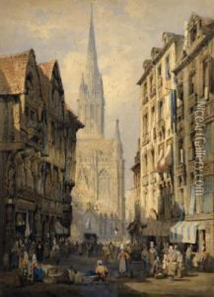 Street Scene Caen Oil Painting - Samuel Prout